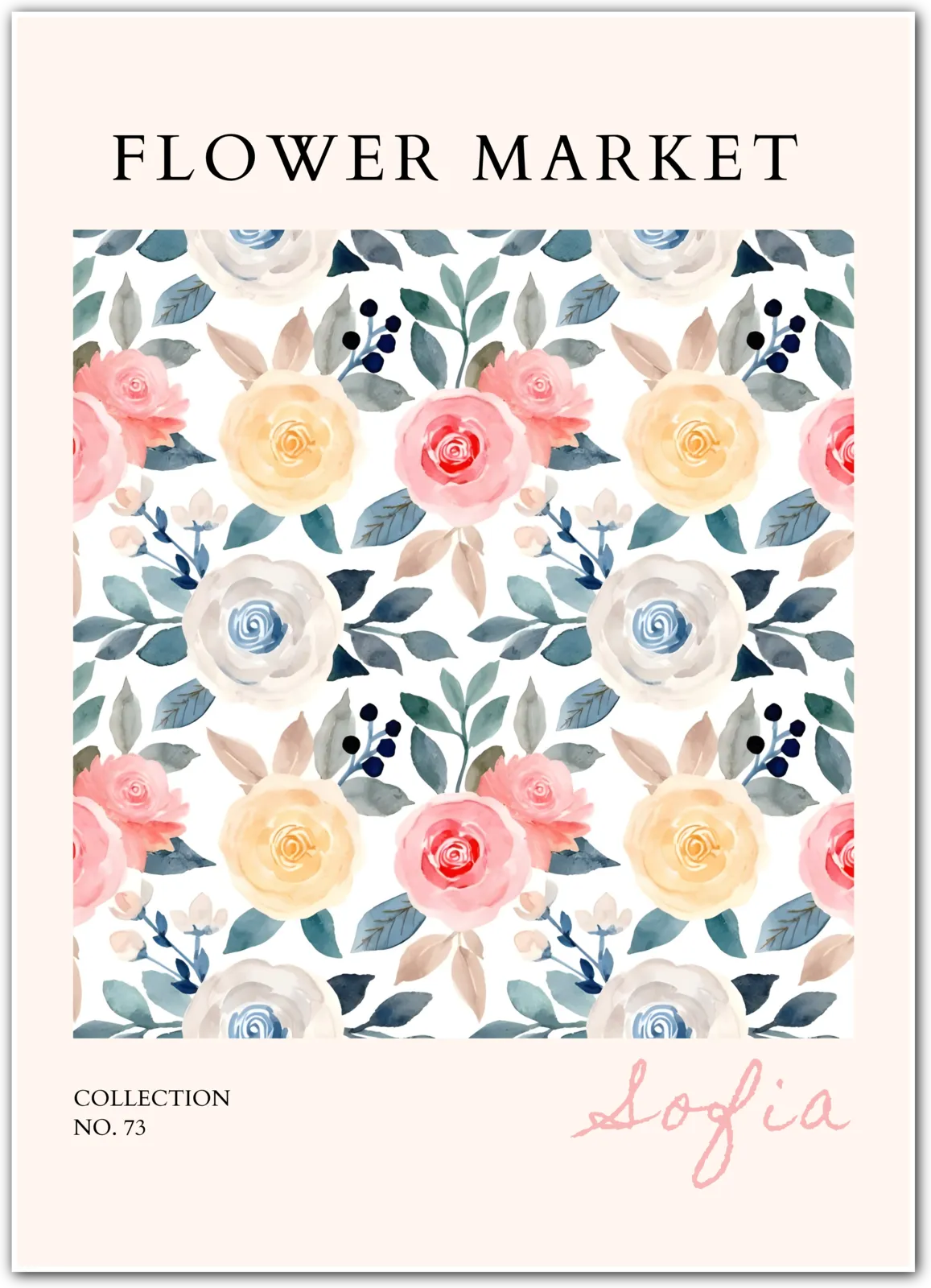 Blush & Blue Harmony – Sofia Rose Garden Art