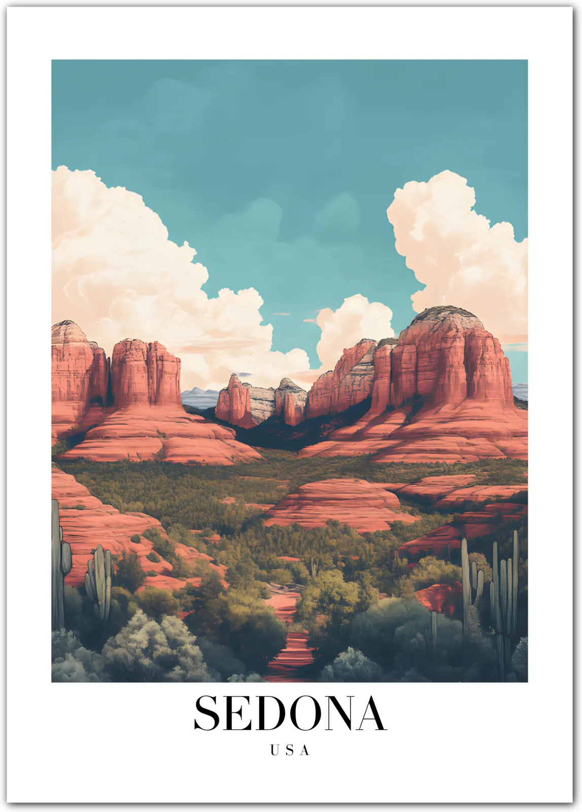 Red Rock Majesty: Sedona’s Awe-Inspiring Desert Landscape Art Print