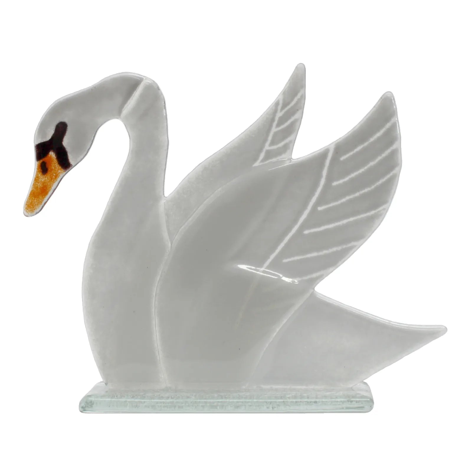 Elegant Fused Glass Swan Ornament