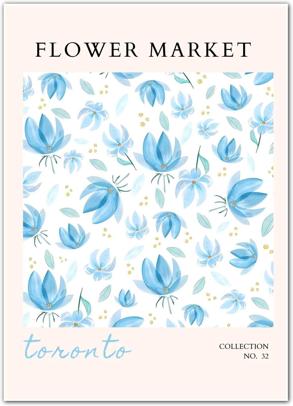 Cool Petal Drift – Toronto Blue Bloom Print