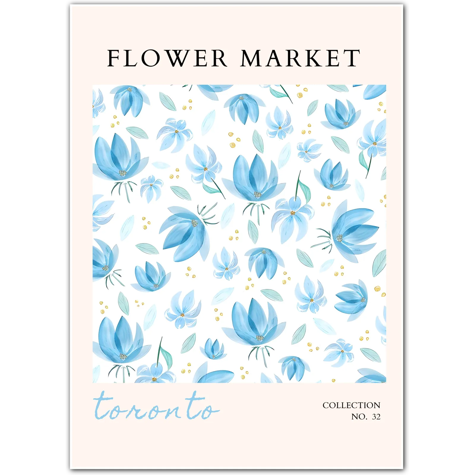Cool Petal Drift – Toronto Blue Bloom Print