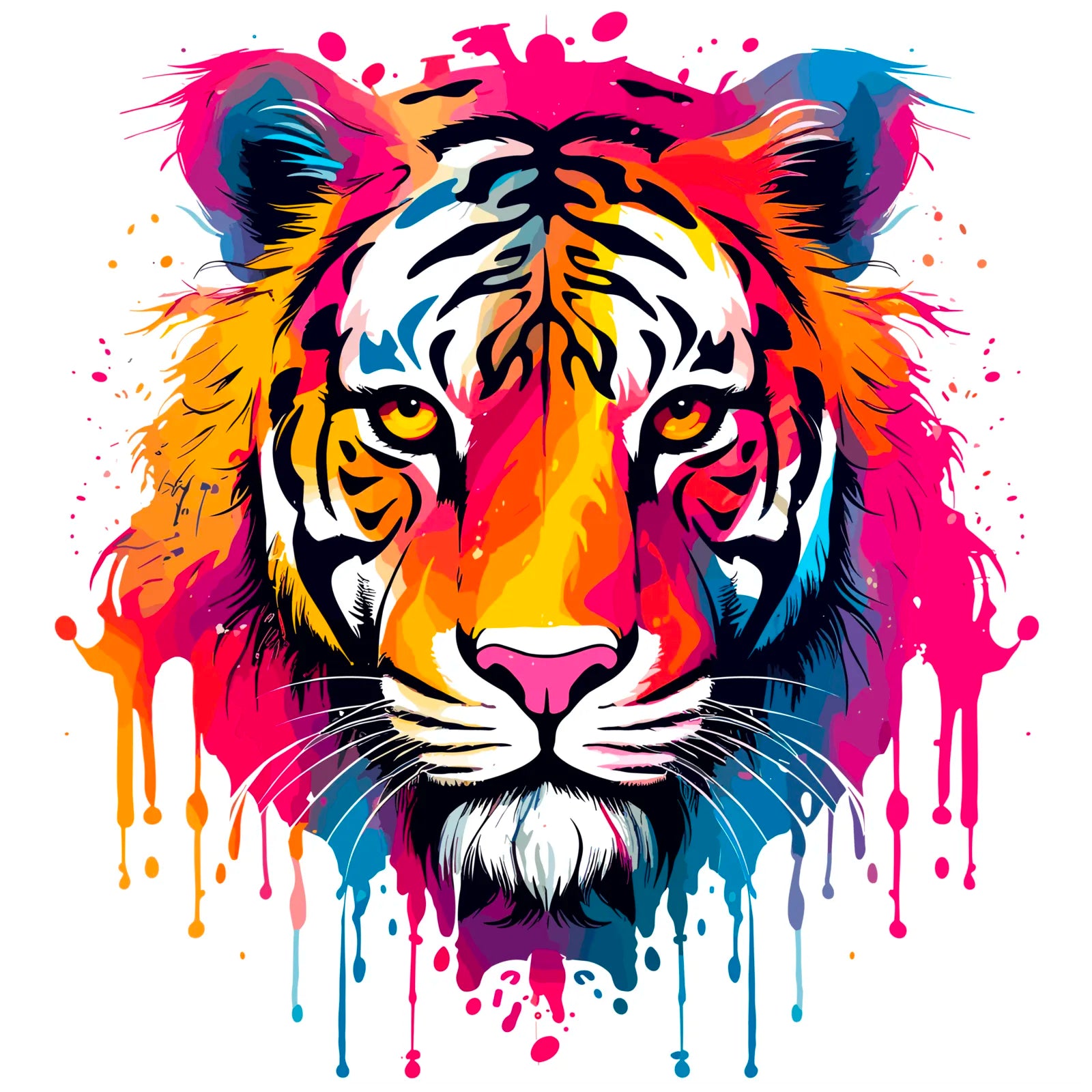 Paint Splash Tiger Digital Art Print 3