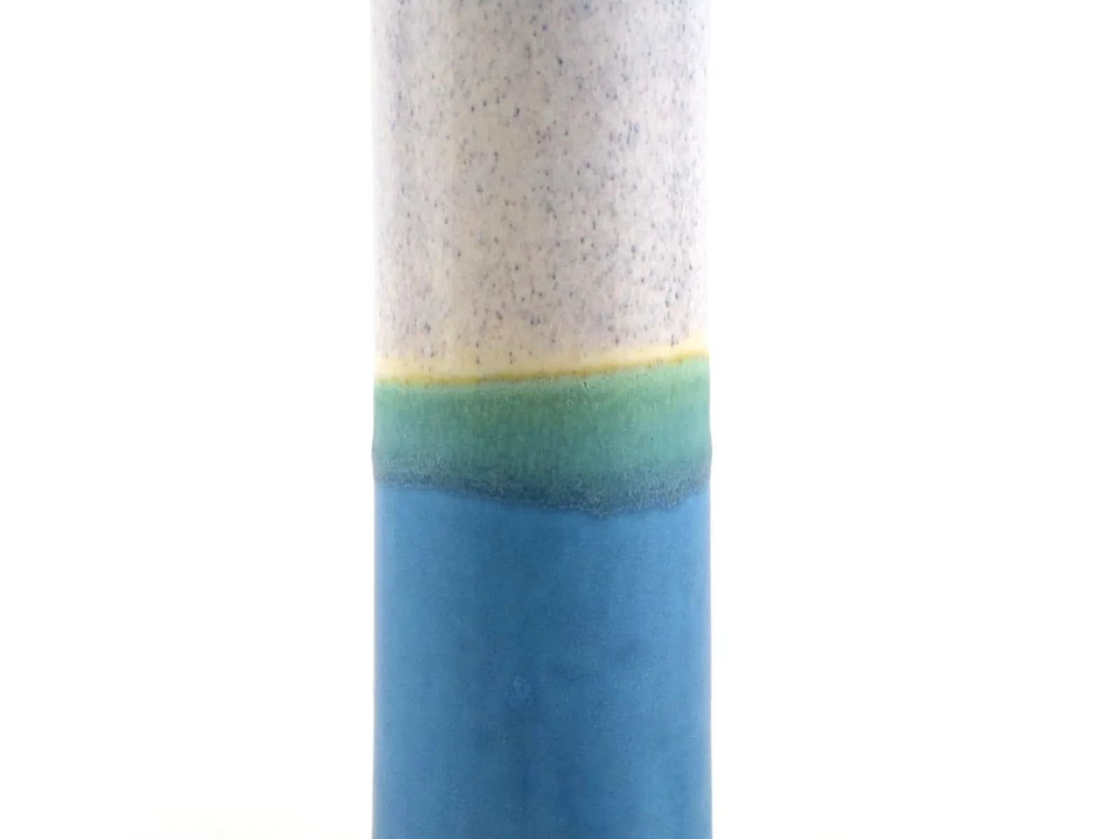 Handmade Porcelain Tube Vase – Yellow, Off-White Speckled, Grey & Blue