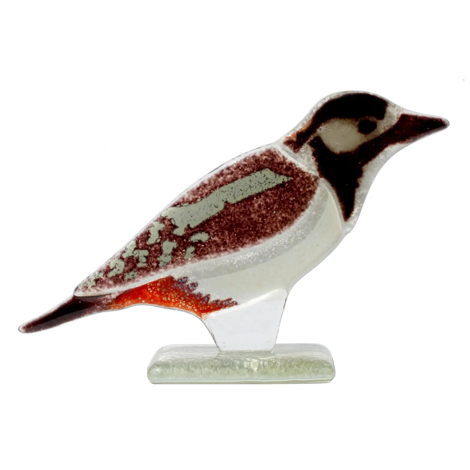 Spotted Woodpecker Fused Glass Ornament
