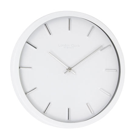 Crisp White And Silver Wall Clock