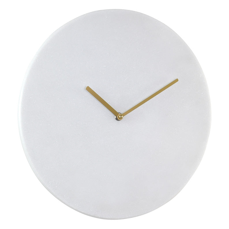 White Marble Wall Clock With Silver Flecks