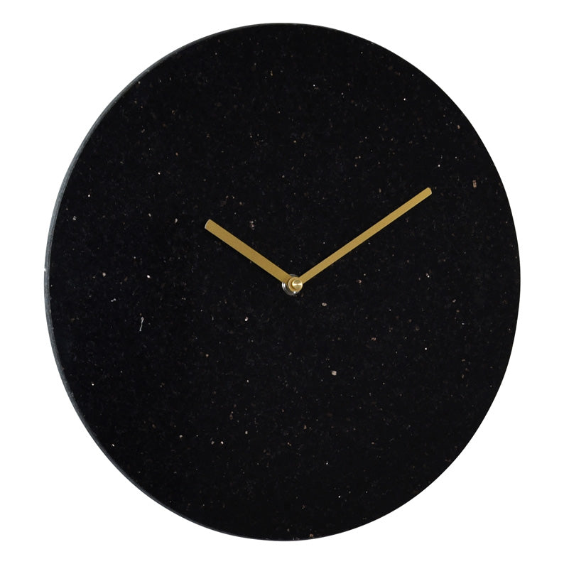 Dramatic Black Marble Wall Clock With Bronze Flecks