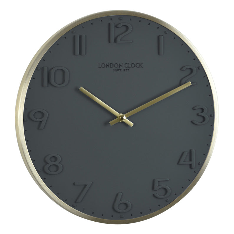 Stately Grey And Gold Wall Clock