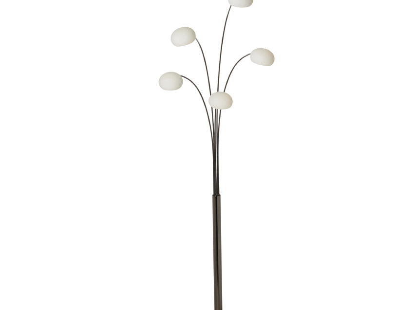 Five Fine Filaments Floor Lamp With White Glass Shades