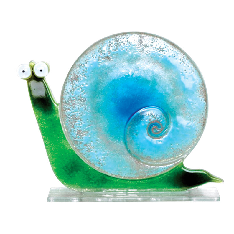 Large Blue Fused Glass Snail