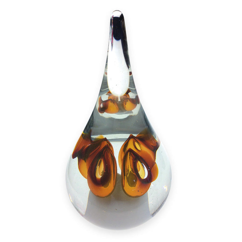 Blown Glass Paperweight With Gold Rings