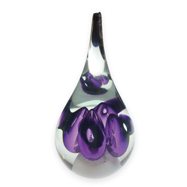 Blown Glass Paperweight With Purple Rings