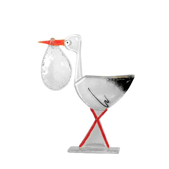 White Stork Glass Ornament