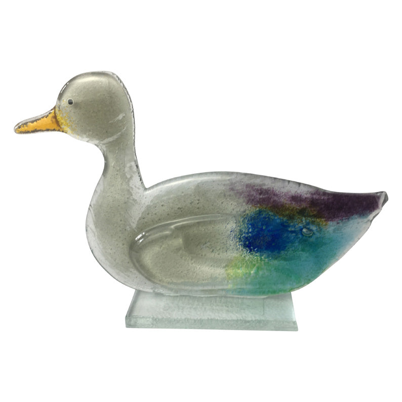 Fused Glass Baby Duck In Tones Of Blue