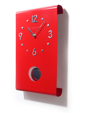 Bright Red Pendulum Wall Clock