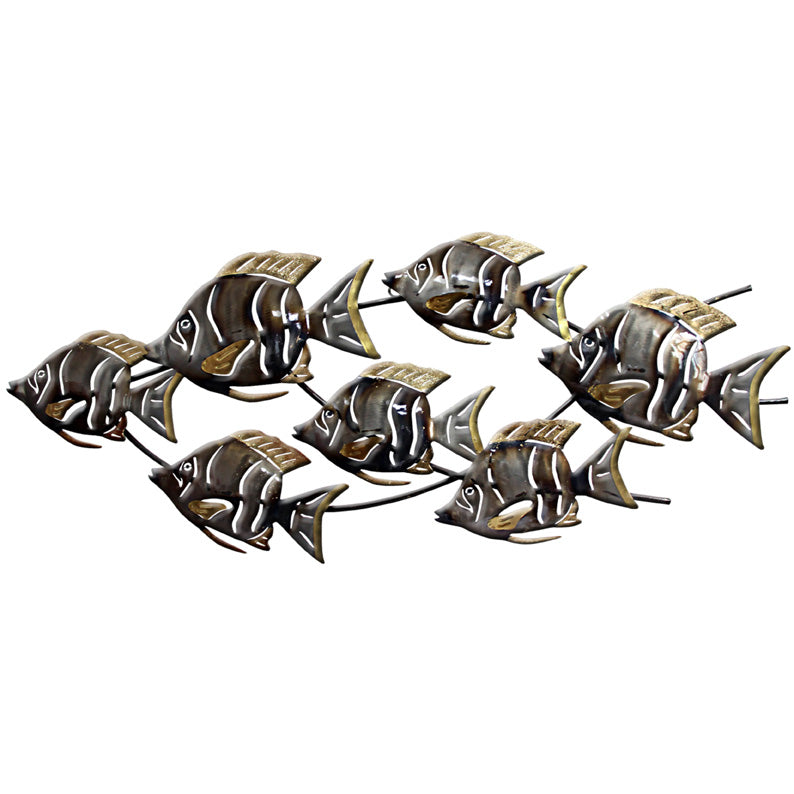 Aged Bronzed Finish Shoal Of Fish Wall Art