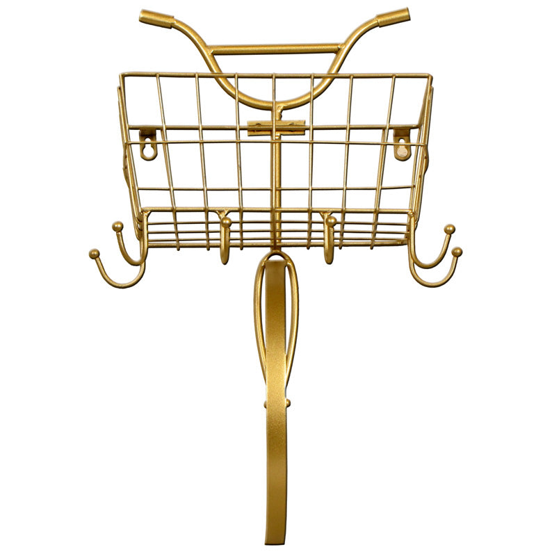 Bicycle Organiser With Hooks Metal Décor Wall Art