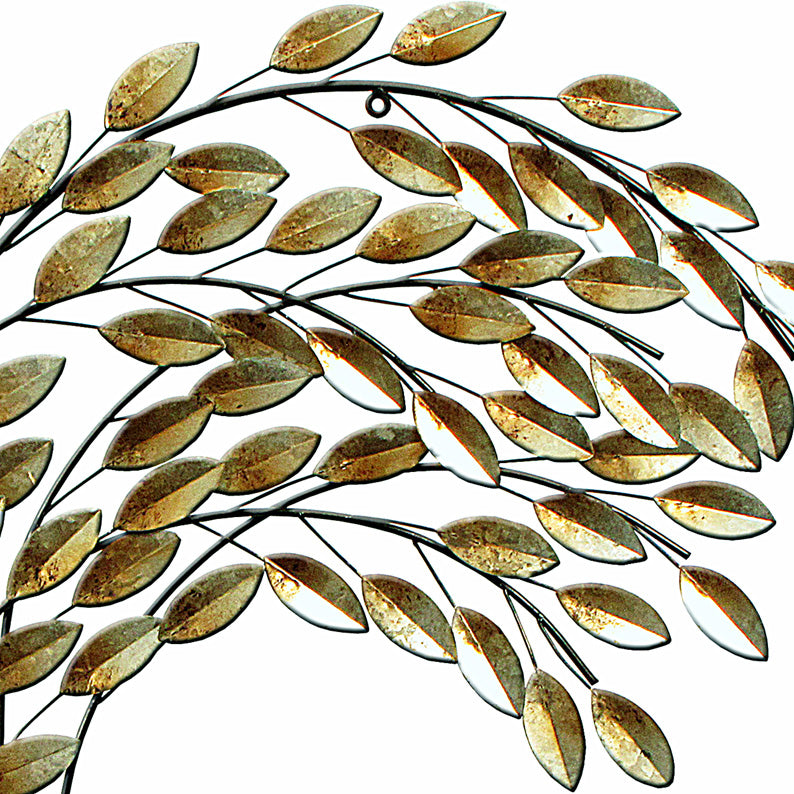 Silver Leaves Blowing In The Wind Metal Wall Art