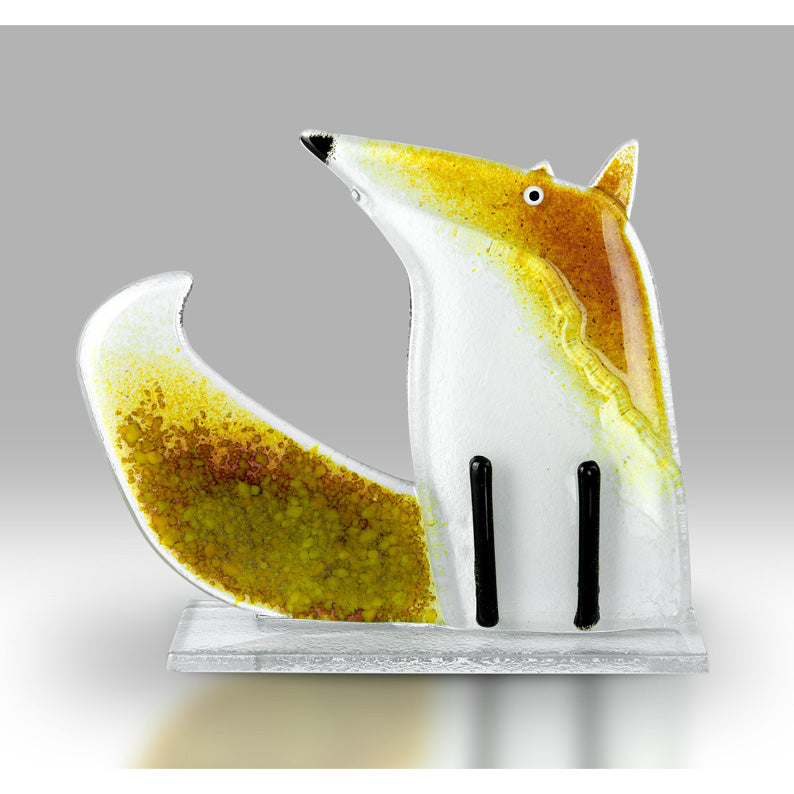 Yellow Fox Hand Made Glass Ornament