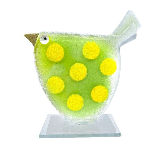 Adorable Glass Bird In Yellow And Green