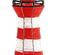 Handmade Beadworkx Red Lighthouse Sculpture