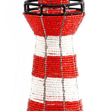 Handmade Beadworkx Red Lighthouse Sculpture