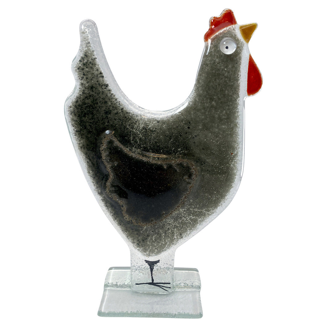 Glass Penny Hen In Grey