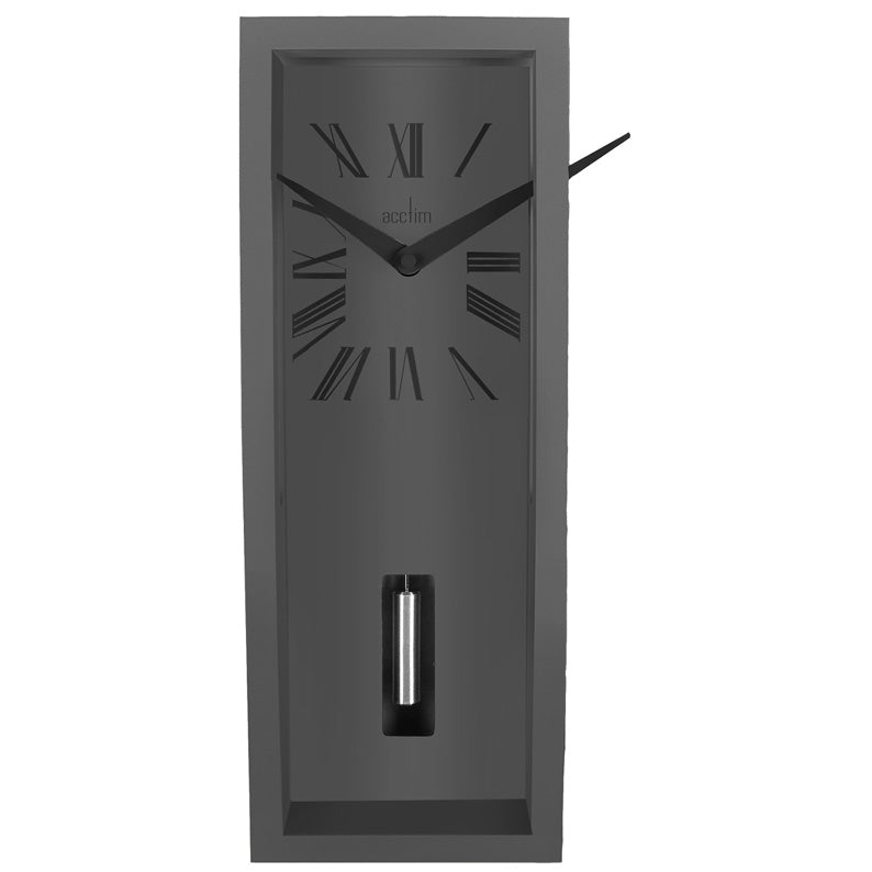 Grey Pendulum Wall Clock With Roman Numerals