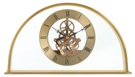 Quartz Skeleton Gold Finish Table Clock