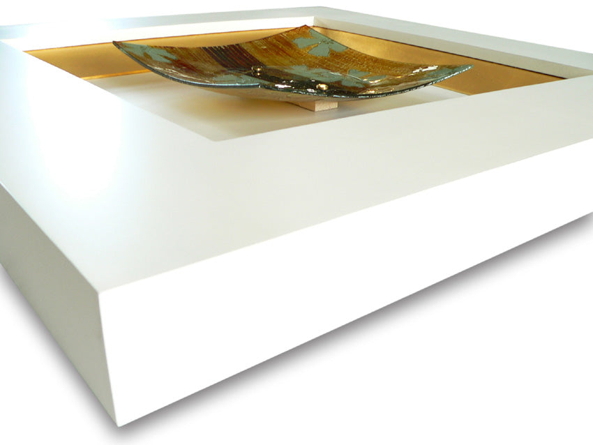 Green Flowers Fused Glass Wall Art In A White Wood Frame