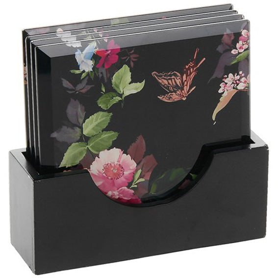 Night Time Garden Scene Set Of Coasters