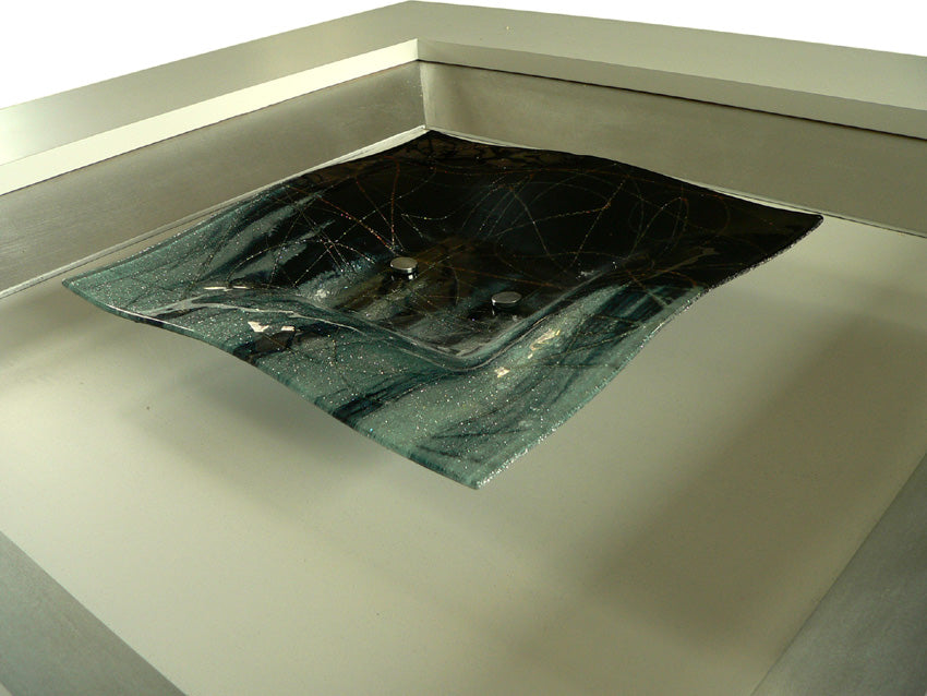 Mysterious Dark Forest Fused Glass Wall Décor In A Solid Wood Frame