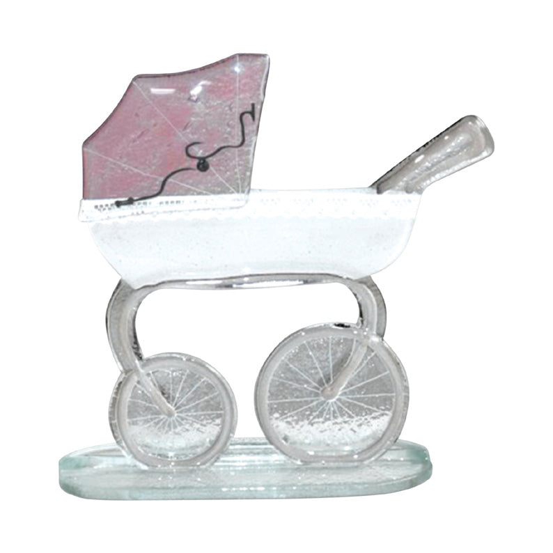 Pink Pram Fused Glass Table Art