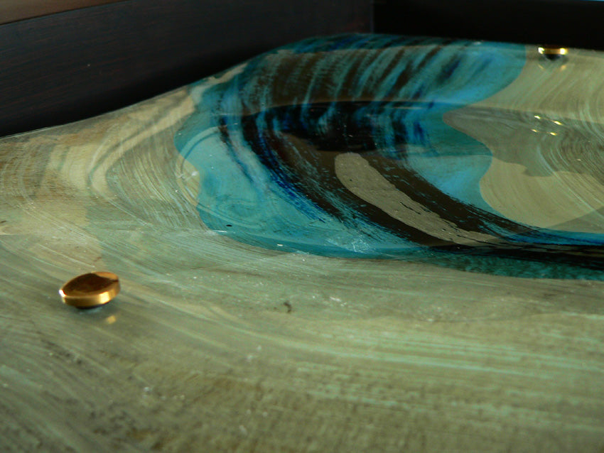 Contemporary Blue River Art Glass Décor Wall Hanging