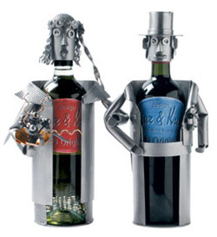 Bride and Groom Metal Sculpture Twin Wine Bottle Holder