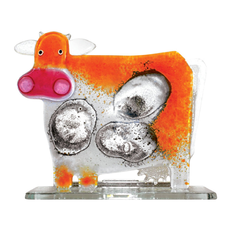 Brown Cow Fused Glass Ornament