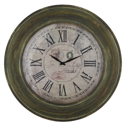 Antique Green Wood Design Wall Clock