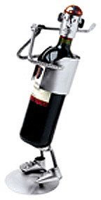 Golfer Metal Sculpture Wine Bottle Holder