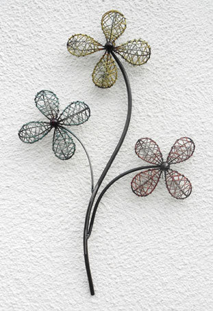 Contemporary Wire Flower Trio Metal Wall Art