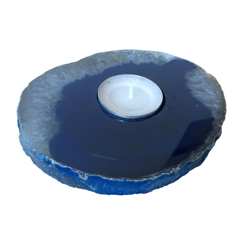 Agate Tea Light Candle Holder In Sea Blue Tones