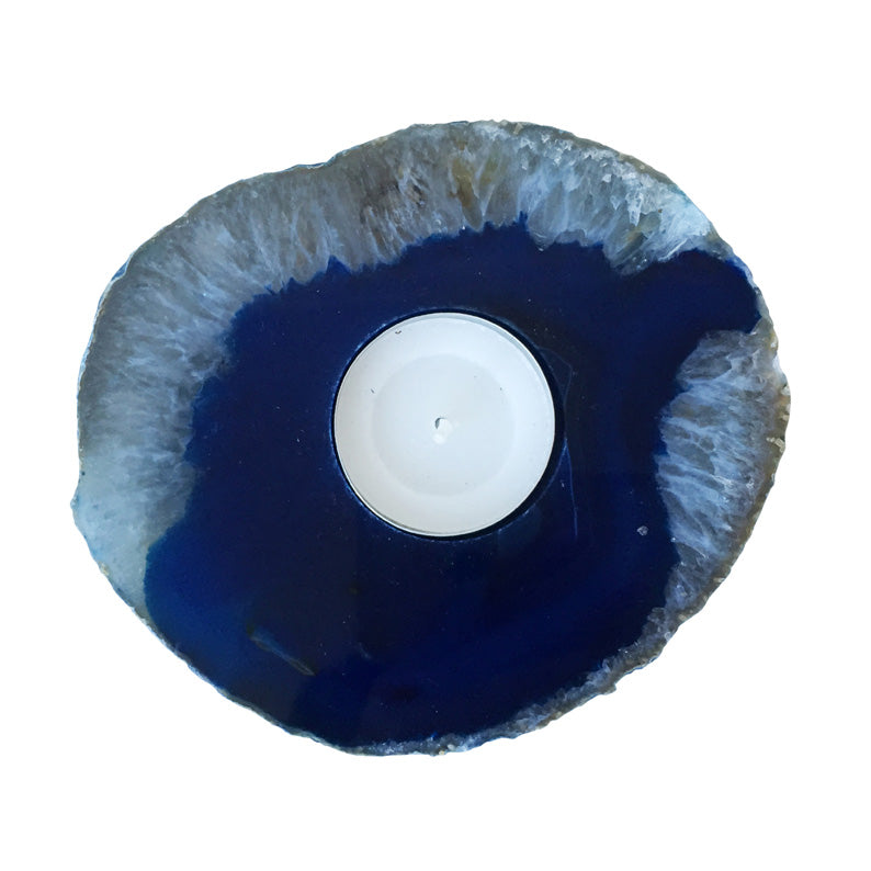Agate Tea Light Candle Holder In Sea Blue Tones