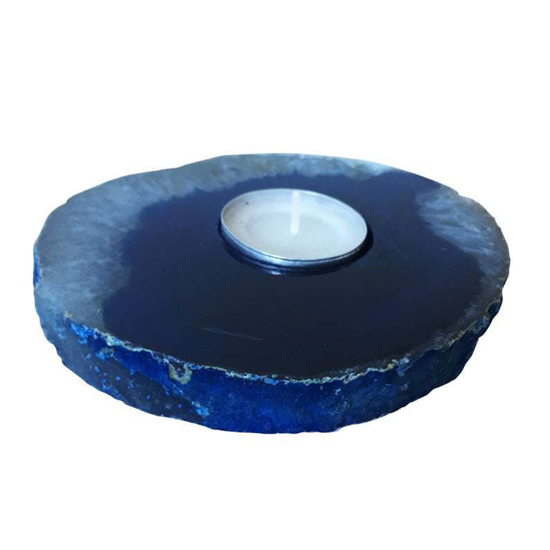 Agate Tea Light Candle Holder In Sea Blue Tones