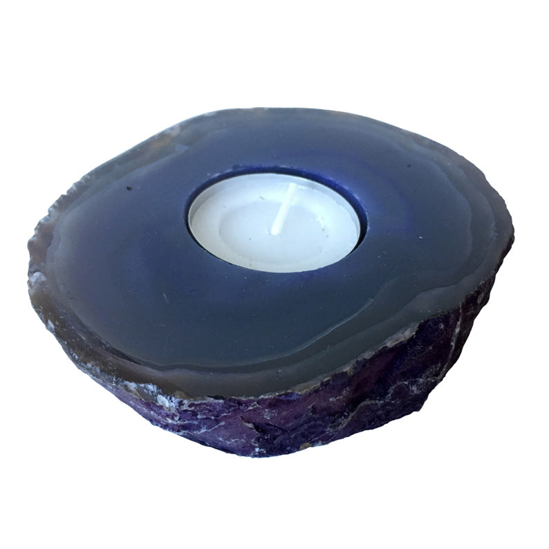 Purple And Grey Agate Tea Light Holder