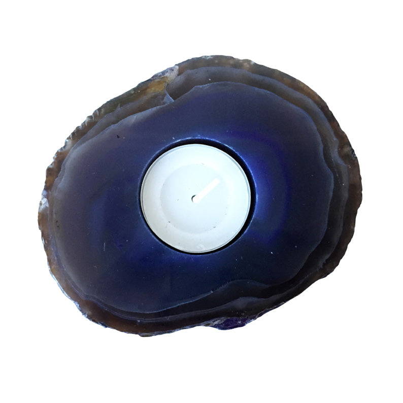 Purple And Grey Agate Tea Light Holder