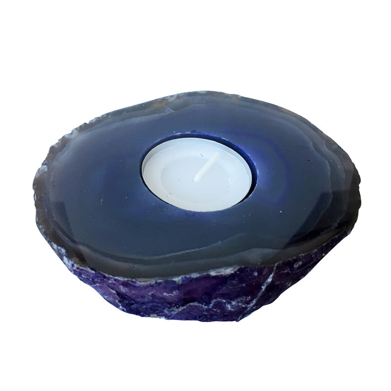 Purple And Grey Agate Tea Light Holder