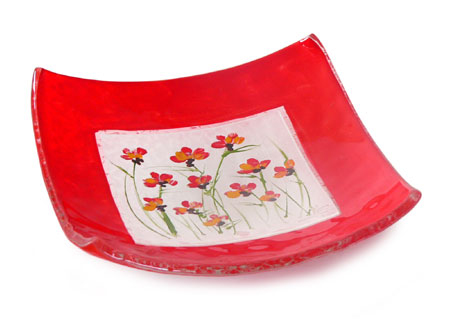 Handpainted Orange Flowers Small Dish