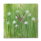 Handpainted Green With White Flowers Clock
