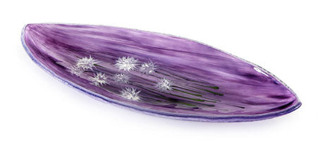 Handpainted Purple and White Flowers Oval Dish