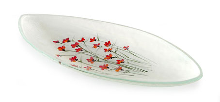 Handpainted Orange Flowers Oval Dish