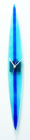 Aqua With Blue Stripe Fusion Glass Wall Clock